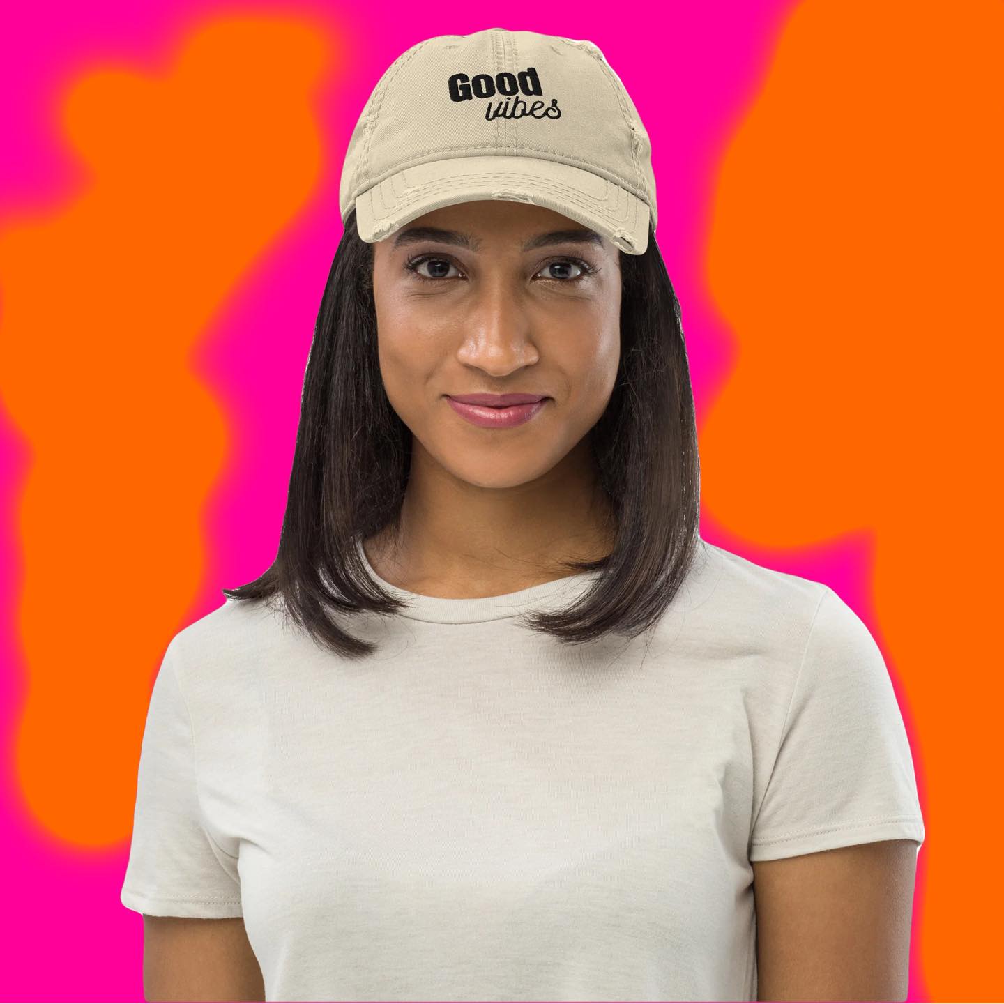 Good Vibes hat ( distressed style)