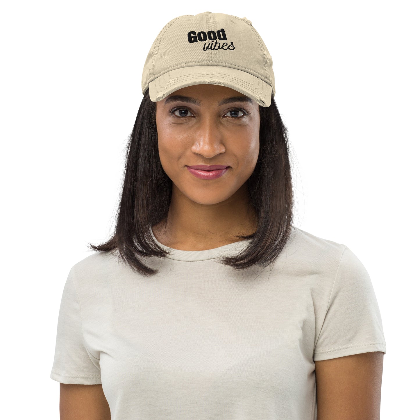 Good Vibes hat ( distressed style)